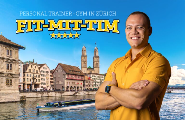 Tim Müller Personal Trainer in Zürich vor der Altstadt am Grossmünster – Fit mit Tim Personal Training Zürich